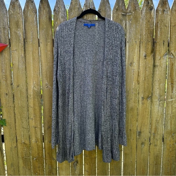 Apt. 9 Heathered Grey Long Open Front Cardigan Sz XL - Picture 3 of 13